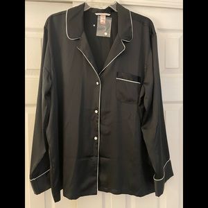 Black Satin Pajama Top - XL